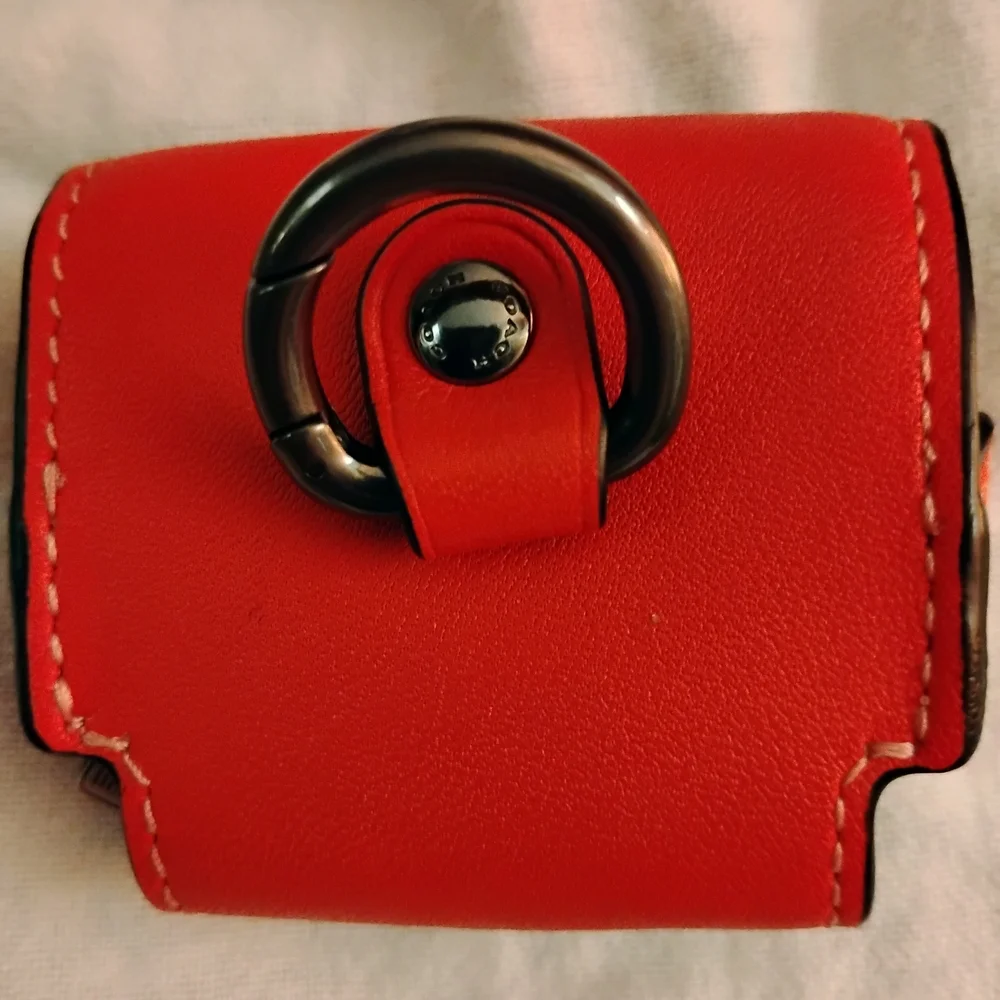 Coach Red Leather Airpod Pouch